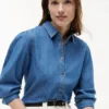 Chambray-skjorte med puffermmer