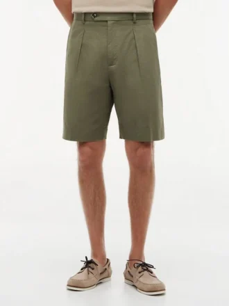 Chino-shorts i avslappet bomulls- og linblanding