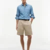 Chino-shorts i avslappet bomulls- og linblanding