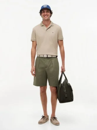 Chino-shorts i avslappet bomulls- og linblanding