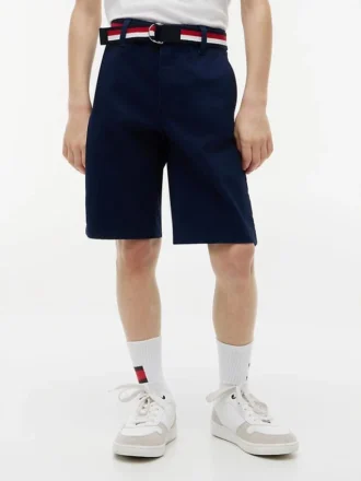 Chino-shorts med belte for barn