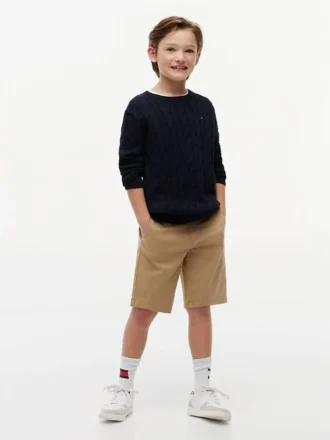 Chino-shorts med belte for barn