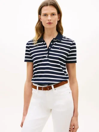 Classic Fit Striped Stretch Pique Polo