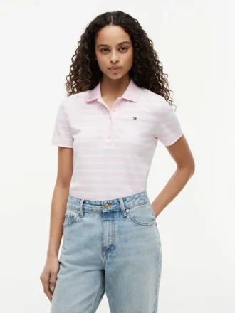 Classic Fit Striped Stretch Pique Polo