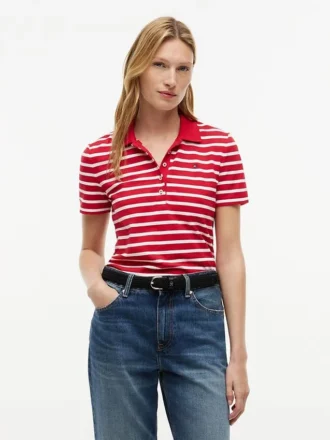 Classic Fit Striped Stretch Pique Polo