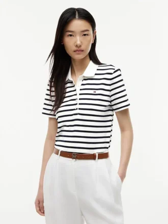 Classic Fit Striped Stretch Pique Polo