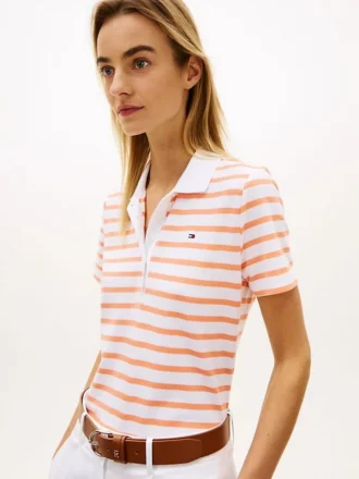 Classic Fit Striped Stretch Pique Polo