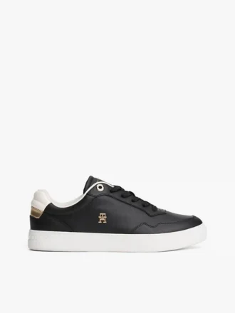 Court-sneaker i metallisk skinn