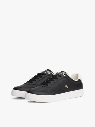 Court-sneaker i metallisk skinn