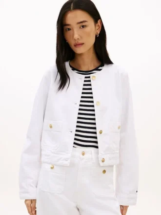 Denimjakke for damer med gullknapper