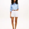 Denimshorts med gullknapper