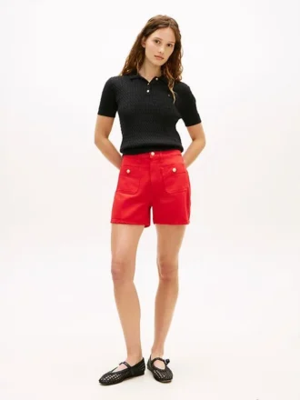 Denimshorts med gullknapper