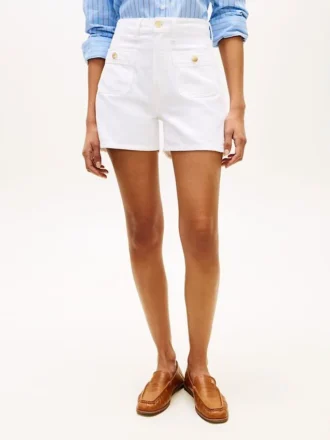 Denimshorts med gullknapper