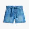 Denimshorts med høy midje og belte