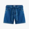 Denimshorts med høy midje og belte