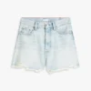 Distressed High-Rise Wide Denim Shorts Distressed High-Rise Wide Denim Shorts