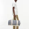 Duffelbag i kanvas med nautiske striper