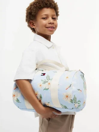 Duffelbag med blomstertrykk for barn