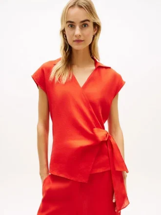 Ermeløs lin-wrap-top