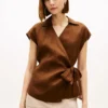 Ermeløs lin-wrap-top