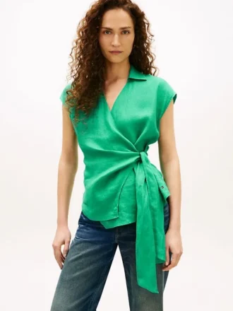 Ermeløs lin-wrap-top