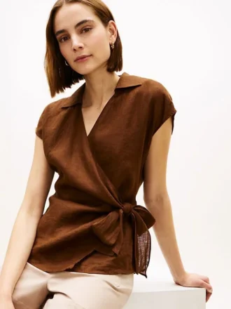 Ermeløs lin-wrap-top