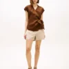 Ermeløs lin-wrap-top