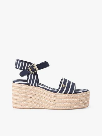 Espadrille med kilehæl og bretonske striper