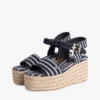 Espadrille med kilehæl og bretonske striper