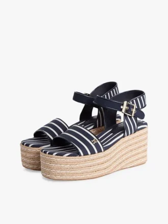 Espadrille med kilehæl og bretonske striper