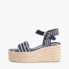 Espadrille med kilehæl og bretonske striper