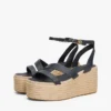 Espadrille med lærrem og plateå