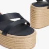 Espadrille med lærrem og plateå
