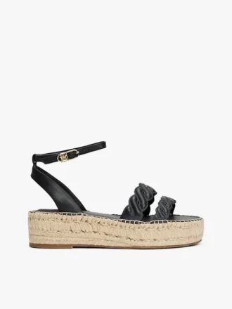 Espadrille med plattform og vridbare stropper i skinn