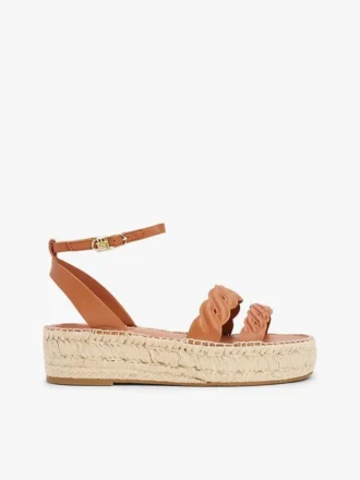 Espadrille med plattform og vridbare stropper i skinn