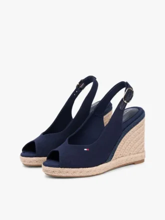 Espadrille-sandaler med kilehæl og hælrem