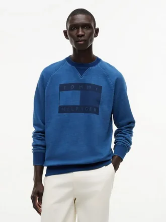 Flag Logo Indigo-Dyed Raglan Sweatshirt