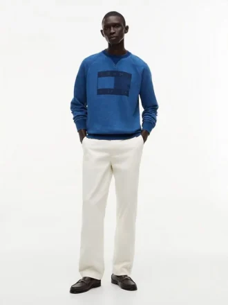 Flag Logo Indigo-Dyed Raglan Sweatshirt