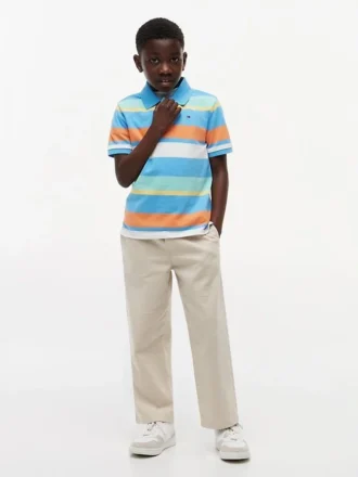 Flerfarget stripet stretch-polo for barn