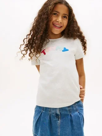Flerfarget T-skjorte med puff-logo for barn