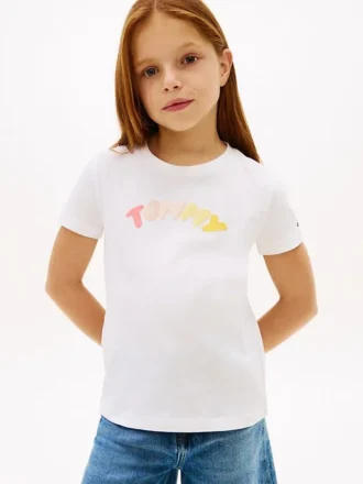Flerfarget T-skjorte med puff-logo for barn