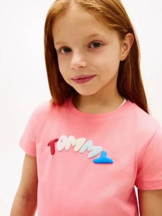 Flerfarget T-skjorte med puff-logo for barn