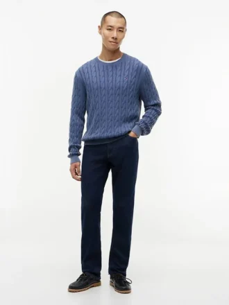 Garment-Dyed Cable Knit Sweater