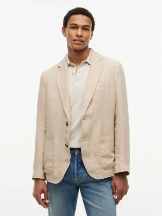 Garment-Dyed Linen Casual Blazer