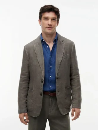 Garment-Dyed Linen Casual Blazer