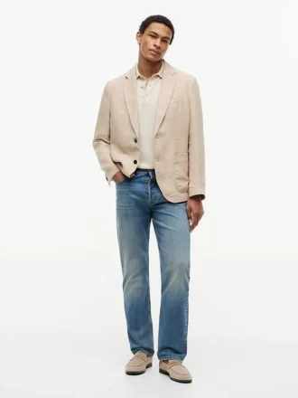 Garment-Dyed Linen Casual Blazer