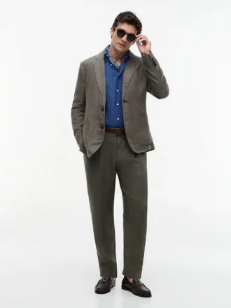 Garment-Dyed Linen Casual Blazer