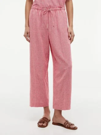 Gingham-bukser i linblanding