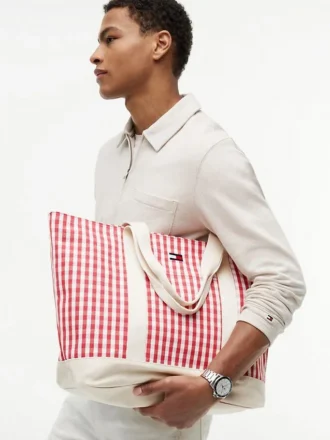 Gingham-canvasveske