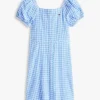 Gingham-kjole med puffermmer for barn